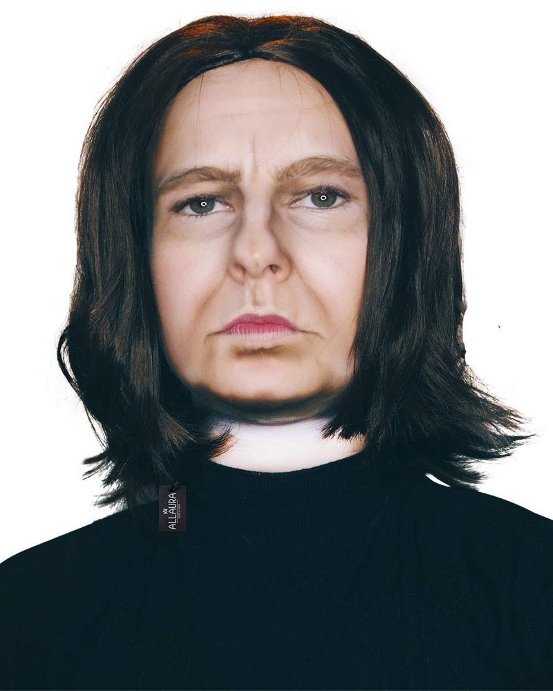 ألاورا ALLAURA Dark Professor Severus Wizard زي شعر مستعار طويل أسود للرجال شعر مستعار مايكل فنسنت جاكسون فيغا للبالغين | زي القاتل ويك - باروكة فاركواد | أزياء الهالوين الباروكة السوداء للرجال - Image 2